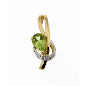 Pendentif Or jaune 375 serti d un péridot taille poire 7x5mm 4 diamants Dimensions du pendentif (bélière incluse) : 20 x 9...