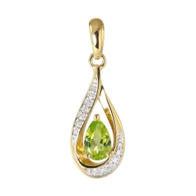Pendentif Or Jaune 375 Péridot poire 6x4mm Diamants Péridot taille poire mesurant 6x4mm pesant 0.4 carat Cette pierre est ...