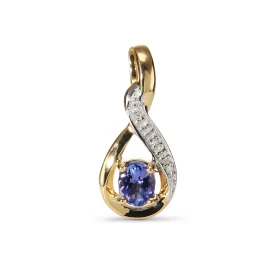 Pendentif Tanzanite Or Jaune 375 La pierre centrale forme ovale mesure 5x3mm Elle est maintenue sur cette monture or jaune...