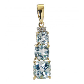 Pendentif Or jaune 375 Topazes Coussin Diamants Monture articulée Or jaune 375 (9 carats) sertie pierres taille coussin 6,...