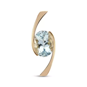  Pendentif or jaune 750 serti d une aigue marine AAA ovale 8x6mm (1 carat) Dimensions du pendentif : 20x8mm 