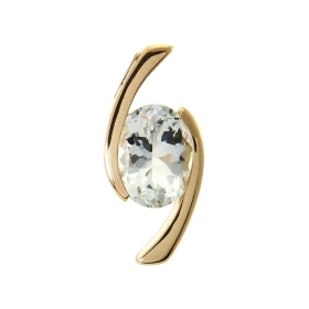 Pendentif Or Jaune 750 serti d une Aigue Marine Ovale 10x8mm (2.4 carats) Dimensions du pendentif (bélière incluse) : 21 x...