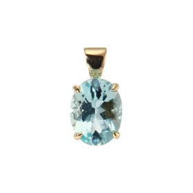  Pendentif Or Jaune 750 serti d une Aigue Marine Ovale 10x8mm (2.2 carats) Dimensions du pendentif (bélière incluse) : 16x...