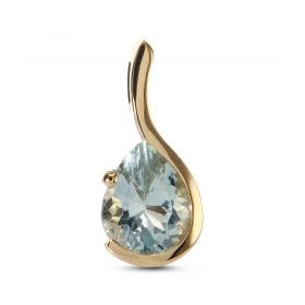  Pendentif Or Jaune 750 serti d une Aigue Marine poire 10x8mm (1.9 carat) Serti demi clos griffe Dimensions du pendentif :...