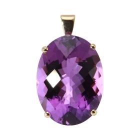  Pendentif Or Jaune 750 serti d une Améthyste Ovale 20x15mm Serti à griffes Poids Améthyste : 15 carats Dimensions du pend...
