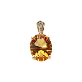  Pendentif Or Jaune 750 serti d une Citrine ovale 10 x 8 mm (2.1 carats) 3 diamants pour un poids total 0,035 carat Dimens...