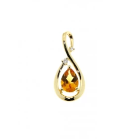 Pendentif Or 750 Citrine serti d une pierre taille poire 7x5mm deux diamants Dimensions du pendentif : 20 x 9 mm Poids Dia...