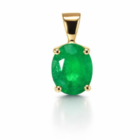  Pendentif Or Jaune 750 serti d une Emeraude Pierre ovale 9.5x7.5mm Serti à griffes Qualité émeraude : AAA Dimensions du p...