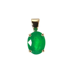  Pendentif Or Jaune 750 serti d une Emeraude Ovale 9x7mm Pierre sertie à griffes Dimensions du pendentif : 14 x 7 mm 