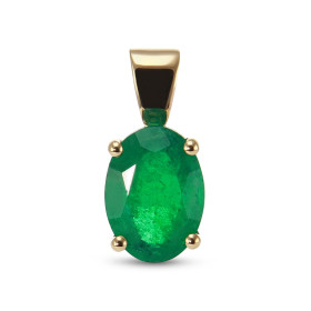  Pendentif Or Jaune 750 serti d une Emeraude Pierre ovale 9.5x7.5mm Serti à griffes Qualité émeraude : AAA Dimensions du p...
