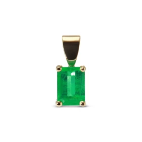  Pendentif Or Jaune 750 serti d une émeraude AAA rectangulaire 7x5mm Serti à griffes Poids émeraude : 0.9 carat Dimensions...