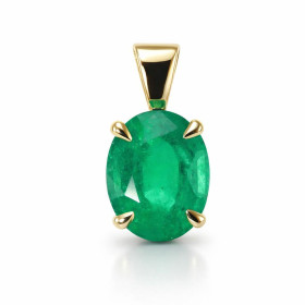  Pendentif Or Jaune 750 serti d une émeraude ovale 10x8mm  Pierre qualité AAA Serti à 4 griffes Dimensions du pendentif (b...
