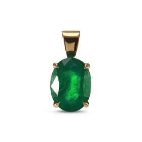  Pendentif Or Jaune 750 serti d une émeraude ovale 10x8mm (2,25 carats) Serti à 4 griffes Dimensions du pendentif (bélière...