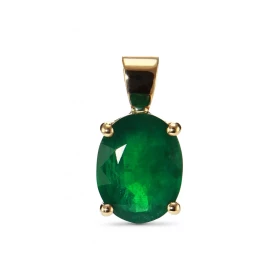  Pendentif Or Jaune 750 serti d une émeraude ovale 10x8mm (2 carats) Serti à griffes Dimensions du pendentif (bélière incl...