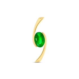  Pendentif Or Jaune serti d une émeraude ovale 6x4mm (0,4 carat) Dimensions du pendentif :18 x 5 mm 