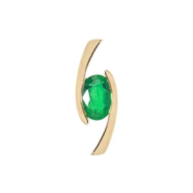  Pendentif Or Jaune 750 serti d une Emeraude Ovale 7 x 5 mm (0,7 carat) Monture croisée Serti demi-clos Dimensions du pend...