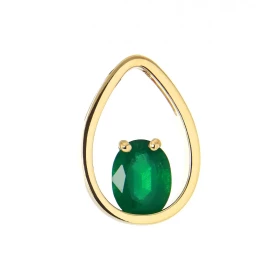  Pendentif Or Jaune 750 serti d une émeraude ovale mesuarnt 8x6mm (1,4 carat) Dimensions du pendentif (bélière incluse) : ...