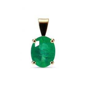  Pendentif Or Jaune 750 serti d une émeraude ovale 9x7mm (1,6 carat) Serti à 4 griffes Dimensions du pendentif (bélière in...