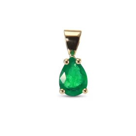  Pendentif Or Jaune 750 sertie d une émeraude poire AAA 8x6mm Poids Emeraude : 0,85 carat Serti à griffes Dimensions du pe...