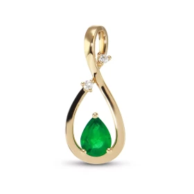  Pendentif Or Jaune 750 serti d une Emeraude Poire 8x6mm (0.8 carat) 2 diamants pour un poids total 0,06 carat Dimensions ...