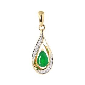 Pendentif Or Jaune 750 Emeraude poire 6x4mm Diamants Emeraude taille poire mesurant 6x4mm pesant 0.45 carat Cette pierre e...