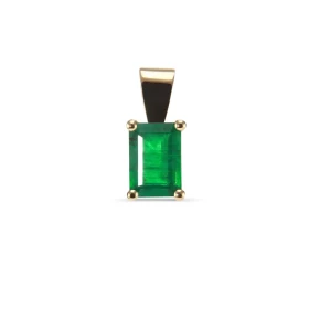  Pendentif Or Jaune 750 serti d une émeraude rectangulaire 7x5mm Serti à griffes Poids émeraude : 0.9 carat Dimensions du ...