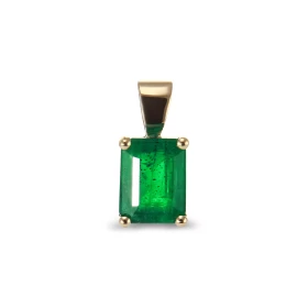  Pendentif Or Jaune 750 serti d une Emeraude rectangulaire 8x6mm (1,5 carat) Serti à griffes Dimensions du pendentif (béli...