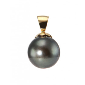  Pendentif Perle culture Tahiti montée sur Or Jaune 750 Perle culture 11mm diamètre Dimensions du pendentif (bélière inclu...