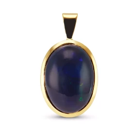  Pendentif Or Jaune 750 serti d une Opale Noire Ovale 13x9mm Poids Opale : 3.2carats Dimensions du pendentif (bélière incl...