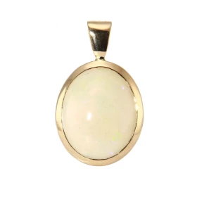  Pendentif Or Jaune 750 Opale Ovale 14x11mm Poids Opale : 3.75 carats Serti Clos Dimensions du pendentif (bélière incluse)...