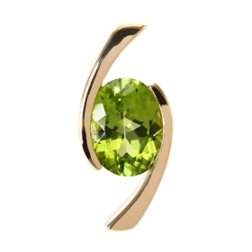  Pendentif Or Jaune 750 serti d un Péridot ovale 10x8mm Serti demi-clos Poids du péridot : 2.6 carats Dimensions du penden...