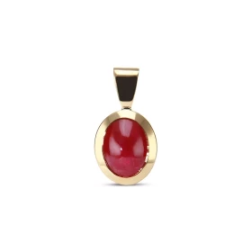 Pendentif Or Jaune 750 serti d un Rubis Cabochon Ovale 9x7mm Serti Clos Poids Rubis : 2.6 carats Dimensions du pendentif (...