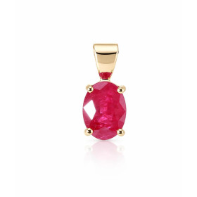  Pendentif Or Jaune 750 serti d un Rubis ovale 8x6mm  Serti à griffes Dimensions du pendentif : 15 x 6 mm 