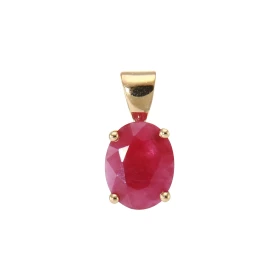  Pendentif Or Jaune 750 serti d un Rubis ovale 9x7mm (1.8 carat) Dimensions du pendentif : 14x7 mm 