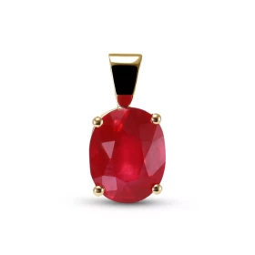  Pendentif Or Jaune 750 serti d un Rubis traité ovale 10x8mm Serti à 4 griffes Dimensions du pendentif (bélière incluse) :...