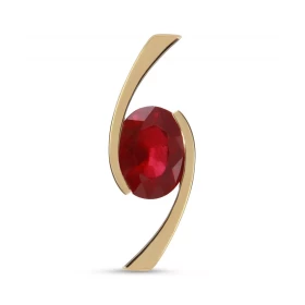  Pendentif Or Jaune 750 serti d un Rubis Traité Ovale 8x6mm (2.05 carats) Monture croisée Serti demi clos Dimensions du pe...