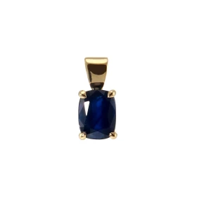 Pendentif Or Jaune 750 serti d un Saphir coussin 8x6mm (1.6 carat) Dimensions du pendentif (bélière incluse) : 12 x 6 mm