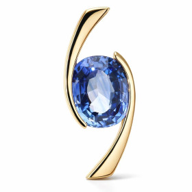  Pendentif Or Jaune 750 serti d un Saphir Ceylan Pierre qualité AAA Pierre ovale 8.74x7.35mm Dimensions du pendentif (béli...