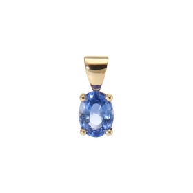  Pendentif Or Jaune 750 serti d un saphir Ceylan ovale 7x5mm Dimensions du pendentif (bélière incluse) : 14x5mm 