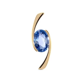 Pendentif Or Jaune 750 serti d un Saphir Ceylan Ovale 8x6mm (1.35 carat) Dimensions du pendentif : 20x7mm