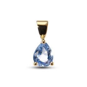 Pendentif Or Jaune 750 serti d un Saphir Ceylan Poire 8x6mm Dimensions du pendentif (bélière incluse) : 13x6mm Serti à gri...
