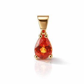 Pendentif Or Jaune 750 serti d un Saphir Orange Poire 7x5mm Qualité Saphir : AAA Serti à griffes Dimensions du pendentif (...