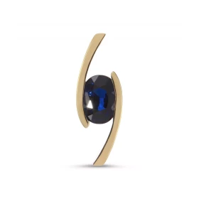  Pendentif Or Jaune 750 serti d un Saphir Ovale 7x5mm AAA bleu royal (0.8 carat) Monture croisée Serti demi clos Dimension...
