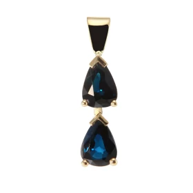  Pendentif Or Jaune 750 Saphirs Poires 7x5mm Poids Saphir : 1.9 carat Dimensions du pendentif (bélière incluse) : 21 x 5mm 