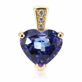  Pendentif Or Jaune 750 serti d une Tanzanite diamants Bélière sertie 3 diamants Tanzanite taille coeur 10x9mm  Dimensions...