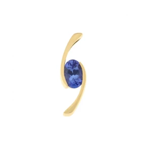 Pendentif Or Jaune serti d une tanzanite ovale 6x4mm (0,50 carat) Dimensions du pendentif :18 x 5 mm