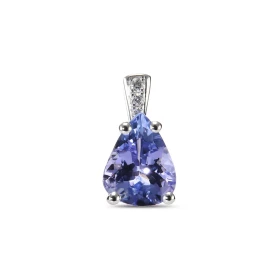  Pendentif Or Jaune 750 serti d une Tanzanite taille poire 10x8mm diamants Bélière sertie 3 diamants pour un poids total 0...