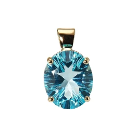 Pendentif Or Jaune 750 Topaze Bleue Ovale 12x10mm Topaze ovale 12x10mm (5.5 carats) Dimensions du pendentif (bélière incl...