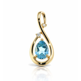  Pendentif Or 750 Topaze Bleue serti d une pierre taille poire 7x5mm deux diamants Dimensions du pendentif : 20 x 9 mm Poi...