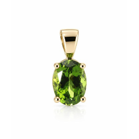 Pendentif Or Jaune 750 serti d une Tourmaline Verte Ovale 8x6mm Qualité pierre : AAA Serti à 4 griffes Dimensions du pende...